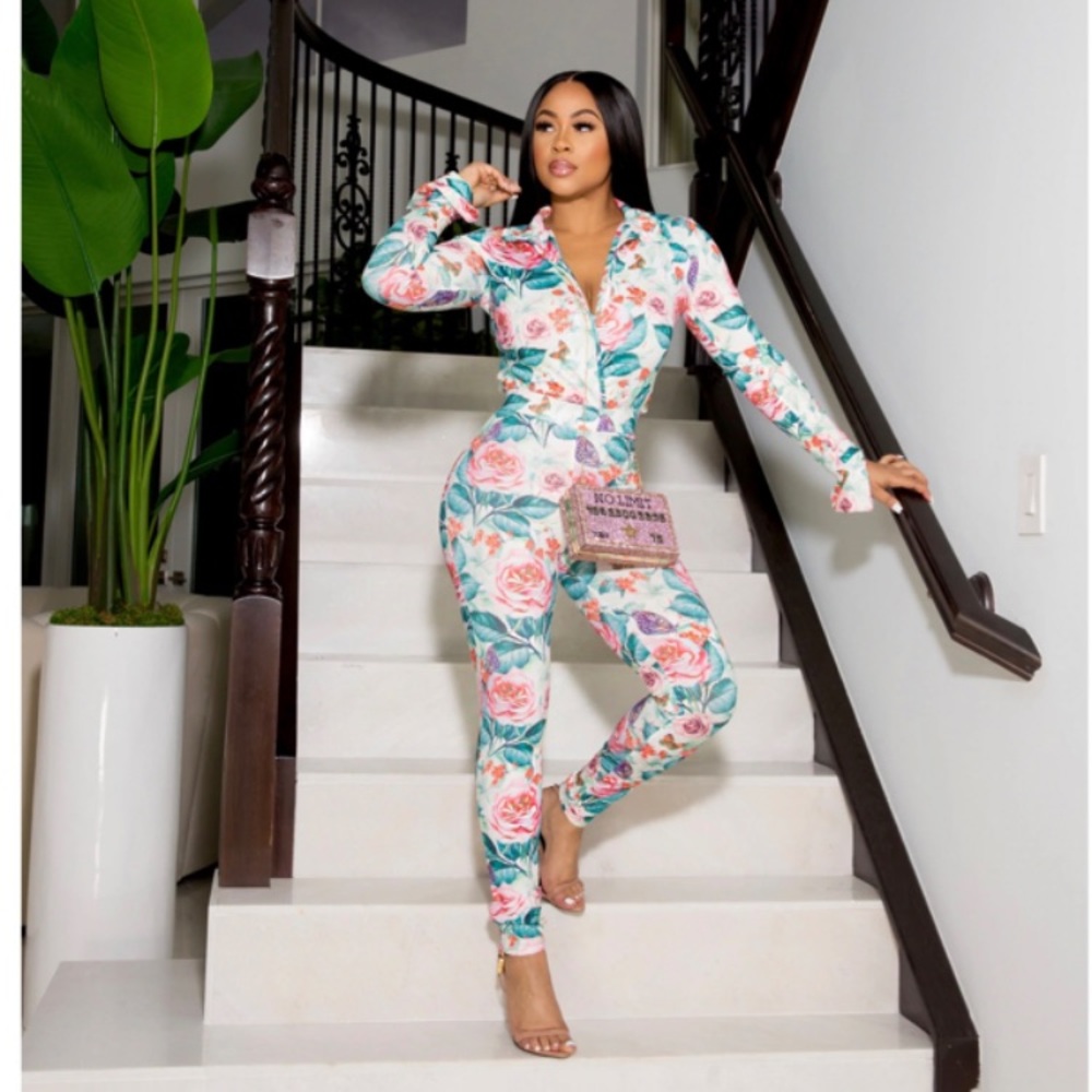 Floral Ms Bling Miami boutique two piece set